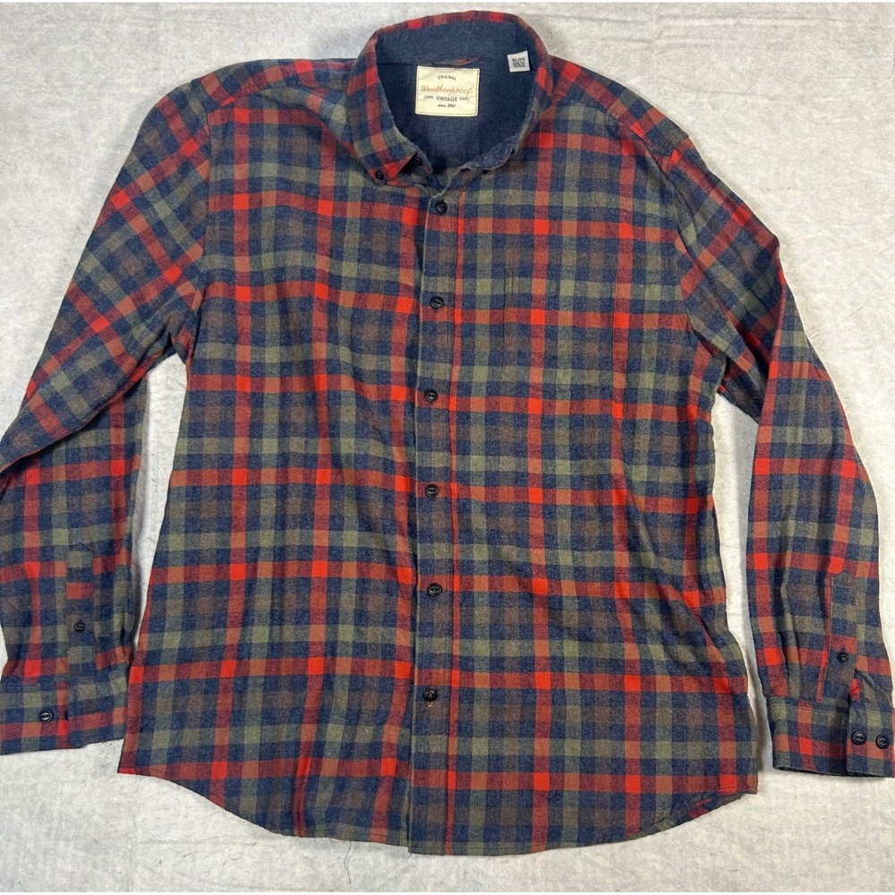 Weatherproof Vintage Plaid Flannel Shirt Red Green XL Long Sleeve Button Down